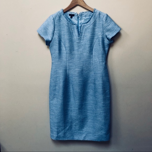 Talbots Tweed Blue Sheath Work Dress - Picture 2 of 4